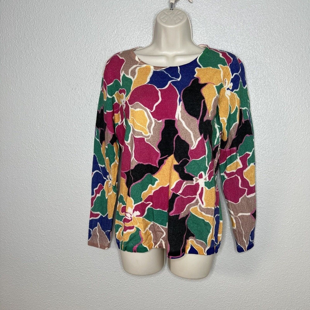 Madeleine Colorful Wool Floral Sweater 10/12